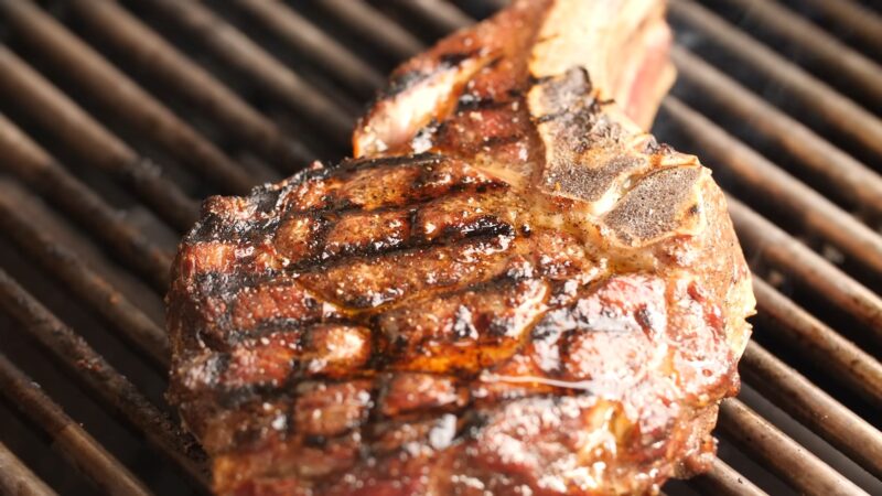 Grilling the steak