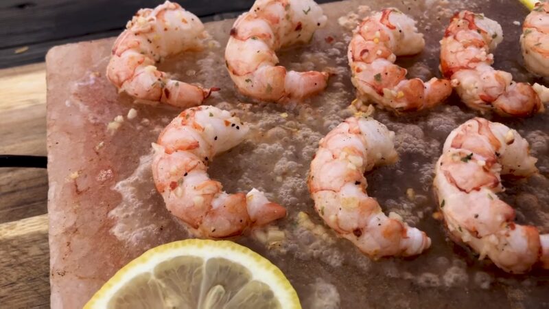 Shrimp On Himalayan Salt Block