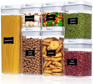 Airtight Food Storage Containers, Vtopmart 7 Pieces BPA Free Plastic Cereal Containers with Easy Lock Lids